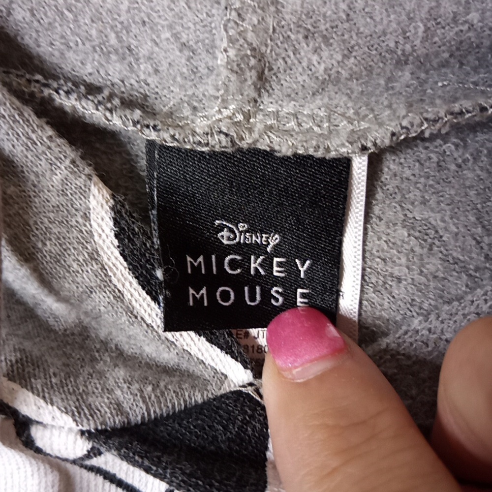Juniors Disney Mickey Mouse All Over Hoodie Grey/White/Black Sz. L - Picture 4 of 5
